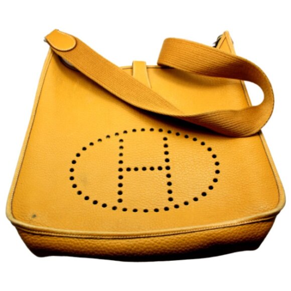 Authentic! Hermes Evelyne Dark Tan Clemence Leather GM Handbag Purse​ - Picture 1 of 8